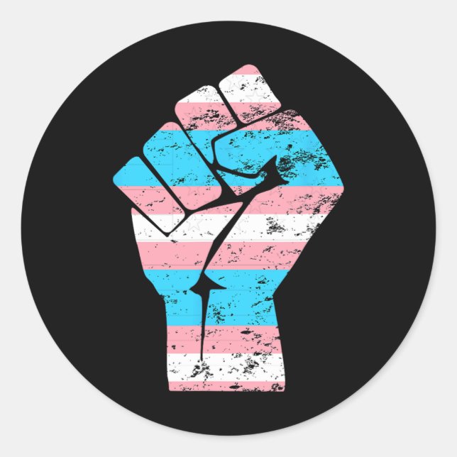 Resist Fist Transgender Flag Trans Pride  Classic Round Sticker (Front)
