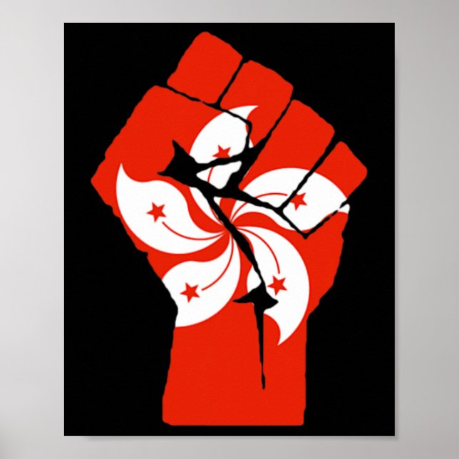 Resist Fist With Hong Kong Flag  Poster (Front)