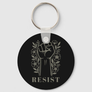 Resist Floral Anti-trump Political Protest Anti Tr Keychain