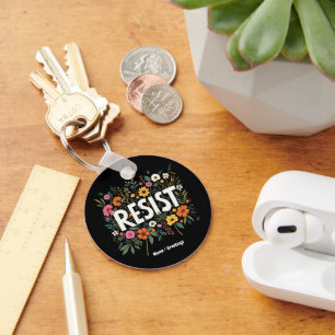 RESIST Floral Anti-Trump Political Protest Keychain