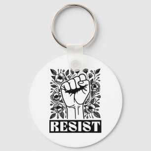 Resist Floral Anti Trump Political Protest Liberal Keychain