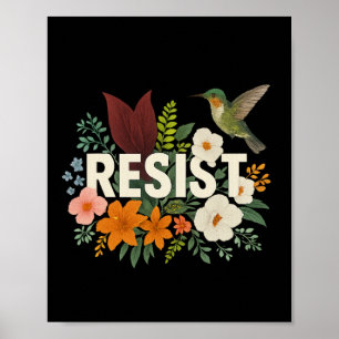 Resist Floral Anti Trump Political Protest Poster