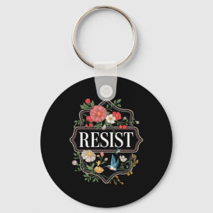 Resist Floral Protest Trump Anti Trump 4 Keychain