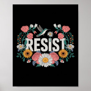 Resist Floral Resistance Activists Feminists Retro Poster