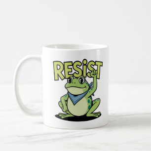 Resist Frog Cute Activism Cartoon with Raised Fist Coffee Mug