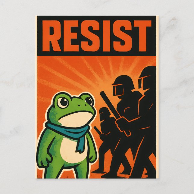resist frog, frog resistance, portland frog postcard (Front)