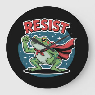 Resist Frog Portland Frog Protest for Men Women Large Clock