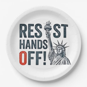 Resist Hands Off Libertiy Status Anti Trump  Paper Plate