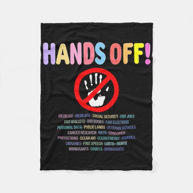 Resist Hands Off Protest 2025  Fleece Blanket (Front)