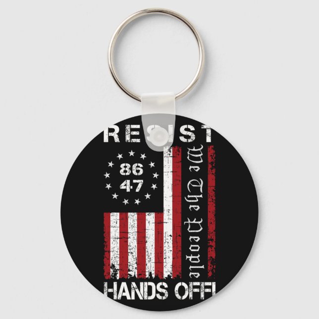 Resist Hands Off Protest 86 47 8647 Protest Save D Keychain (Front)