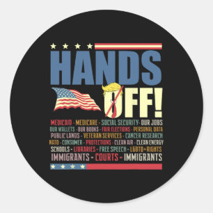 Resist Hands Off Protest Anti Trump Classic Round Sticker