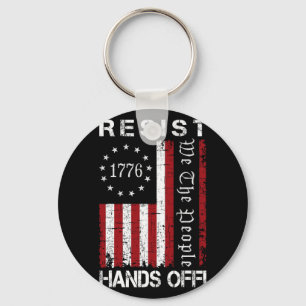 Resist Hands Off Protest We The People Flag Save D Keychain