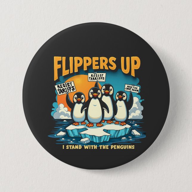 Resist I Stand With Penguins 3 Inch Round Button (Front)
