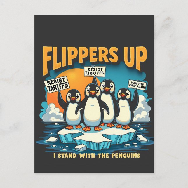 Resist I Stand With Penguins Holiday Postcard (Front)