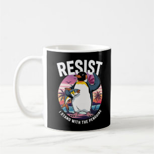Resist I Stand With Penguins Retro Funny Penguin  Coffee Mug