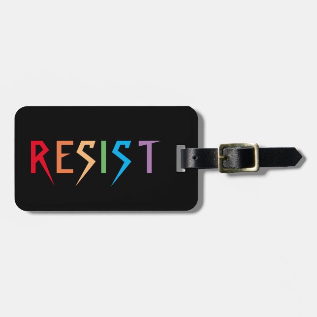 Resist in Rainbow Colours Luggage Tag (Front Horizontal)