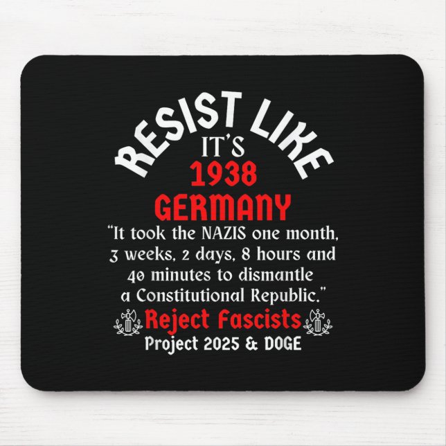 Resist Like Its 1938 Germany _2  Mouse Pad (Front)