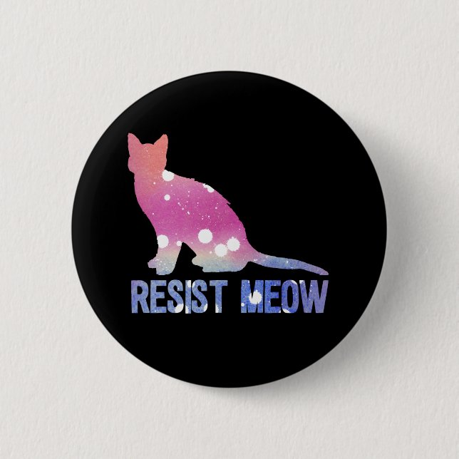 Resist meow feminist cat 2 inch round button (Front)