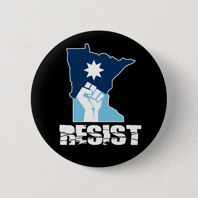 Resist Minnesota Raised Fist 2 Inch Round Button (Front)