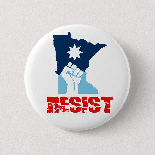 Resist Minnesota Raised Fist 2 Inch Round Button (Front)