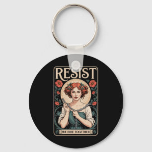 Resist Nouveau Mucha Anti-trump Women Feminist _3 Keychain