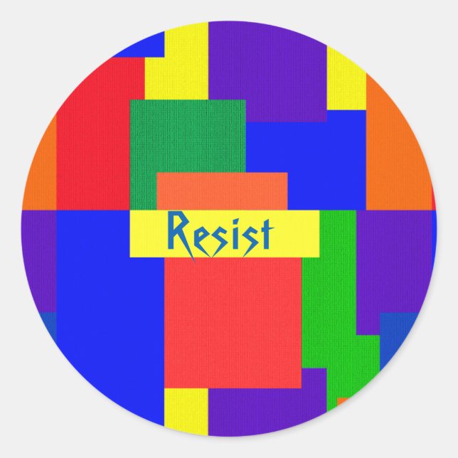 Resist Patchwork Rainbow Quilt Design Stickers (Front)