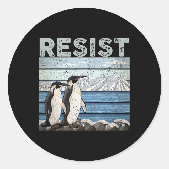 Resist Penguin Activism  Classic Round Sticker (Front)
