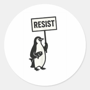 Resist Penguin Activism Graphic Classic Round Sticker