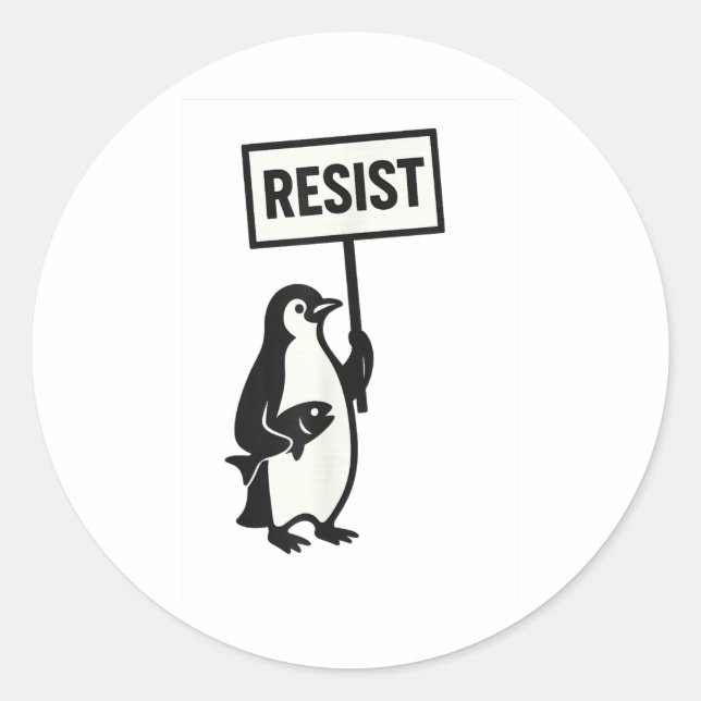 Resist Penguin Activism Graphic  Classic Round Sticker (Front)
