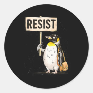Resist Penguin Activism Graphic Design 1 Classic Round Sticker