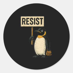 Resist Penguin Activism Graphic Design Classic Round Sticker