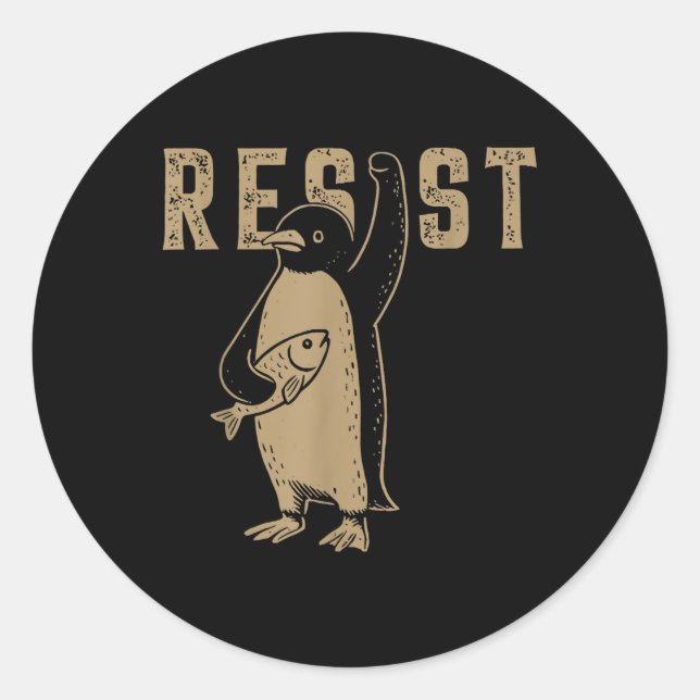 Resist Penguin Activism Graphic Design  Classic Round Sticker (Front)
