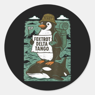Resist Penguin Activism Graphic Design Classic Round Sticker