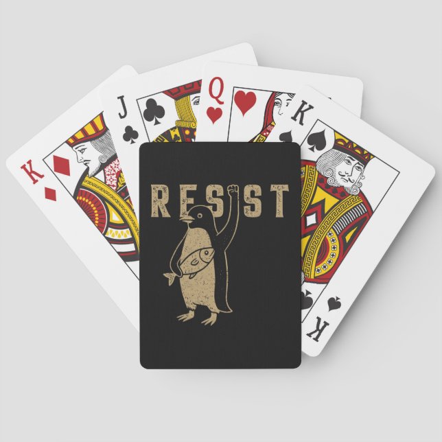 Resist Penguin Activism Graphic Design Vintage Playing Cards (Back)