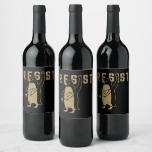 Resist Penguin Activism Graphic Design Vintage Wine Label