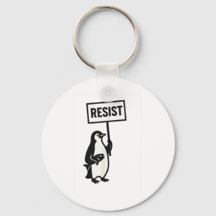 Resist Penguin Activism Graphic Keychain