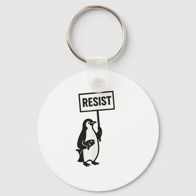 Resist Penguin Activism Graphic  Keychain (Front)