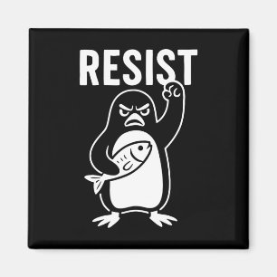 Resist Penguin Activism Protest Graphic Grunge Sty Magnet