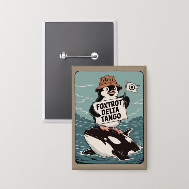 Resist Penguin Activism Vintage Protest  (Front/Back)