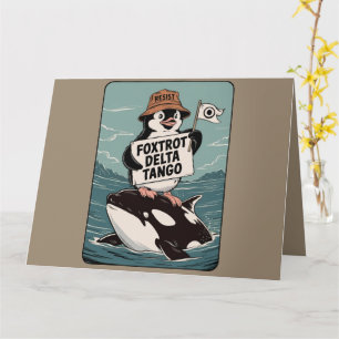 Resist Penguin Activism Vintage Protest Card