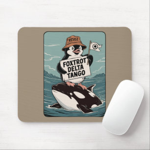 Resist Penguin Activism Vintage Protest Mouse Pad