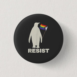 Resist Penguin Against Tariffs LGBT Anti Trump 1 Inch Round Button