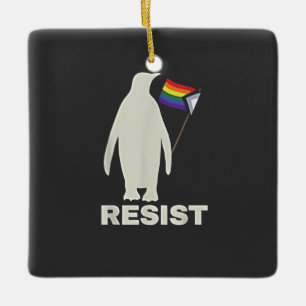 Resist Penguin Against Tariffs LGBT Anti Trump Ceramic Ornament