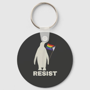 Resist Penguin Against Tariffs LGBT Anti Trump Keychain