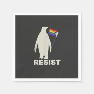 Resist Penguin Against Tariffs LGBT Anti Trump Napkin