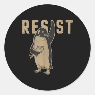 Resist Penguin _ Hand Off _ Penguins Protest  Classic Round Sticker