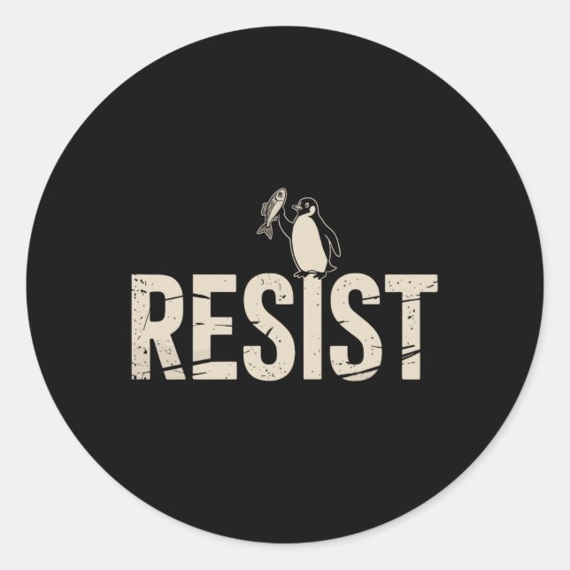 Resist Penguin Protest Against Tariffs  Classic Round Sticker (Front)