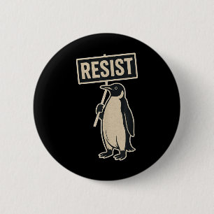 Resist Penguin Protest Against Tariffs Funny Graph 2 Inch Round Button