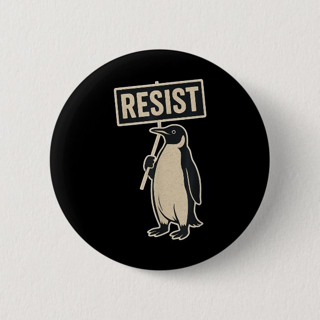 Resist Penguin Protest Against Tariffs Funny Graph 2 Inch Round Button (Front)