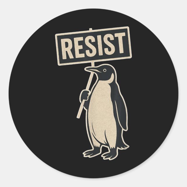 Resist Penguin Protest Against Tariffs Funny Graph Classic Round Sticker (Front)